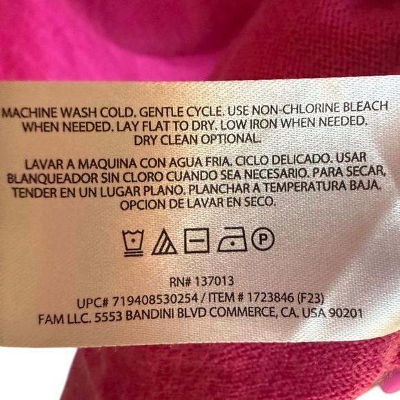 Banana Republic 100% Merino Wool Neon Pink V-neck Sweater Sz XL - Picture 7 of 8